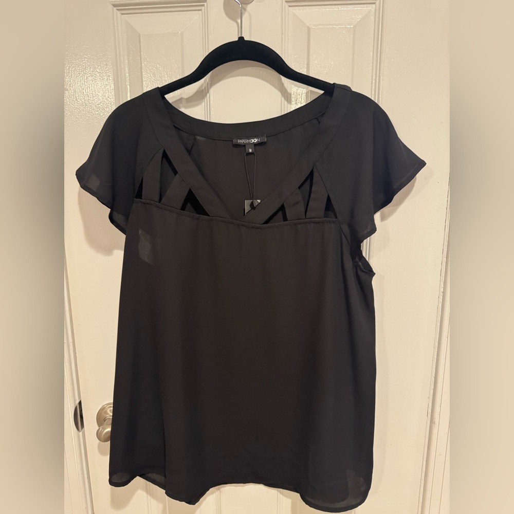 Papermoon Black cutout blouse
